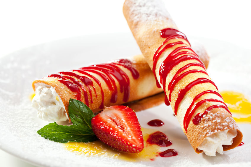 Aussie Ripper Roasts Menus - Delicate crepes with cream and berries